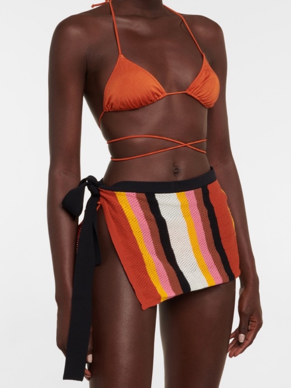 NWOT. Tropic of C Stripe Tie-Side Crochet Swim Coverup